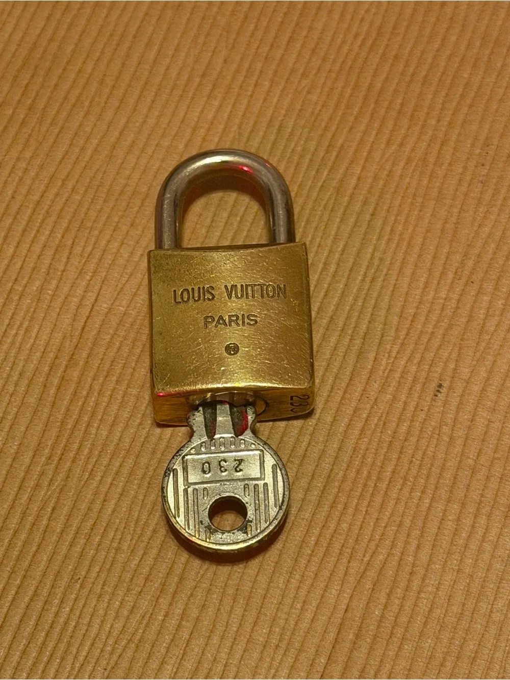 Rare Louis Vuitton Gold Tone Padlock with Key - 200 series